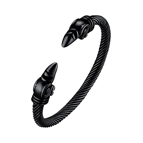 Vikings Raven Crow Bracelet Raven Jewelry Cosplay Viking Arm Rings Bracelet Black Open Cuff Bangle For Men Boys Viking Lover Stainless Steel Jewelry #TOP7