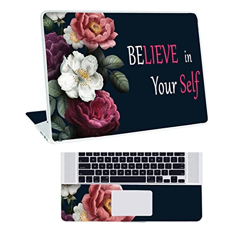 Image of Floral-D11 Top+Wrist Pad Vinyl Laptop Skin /Sticker /Cover for 17 to 17.3 Inches Laptops Laminated-Removable-HD Quality Compatible for Hp-Dell-Sony-Lenovo-Asus etc.(16.5x11 Inches)