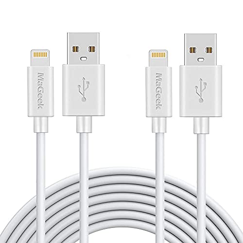 MaGeek Lightning to USB Cable [Apple MFi Certified] [2-Pack 3.0m] Super Long iPhone Charger Lightning Cable Charge Cord for iPhone 13/12/11/Pro/SE/XS/XS Max/XR/X/8 Plus/7/6 iPad iPod (White)