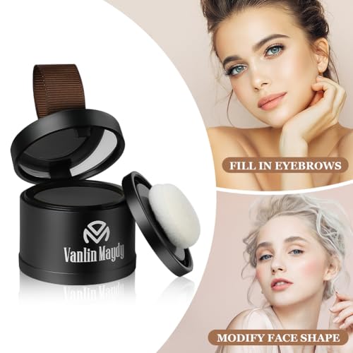 Instantly Hairline Powder - Hair Root Touch Up Concealer, Windproof & Sweatproof With Mirror and Puff (Natural Black) - Image 3