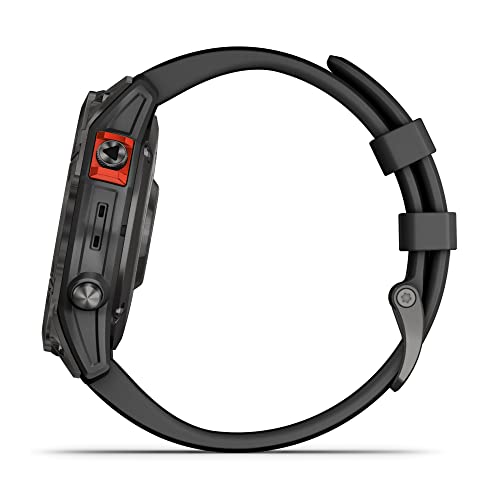 Image of Garmin Fenix 7 Solar, Adventure smartwatch, with Solar Charging Capabilities, Rugged Outdoor Watch with GPS, Touchscreen, Health and Wellness Features, Slate Gray with Black Band