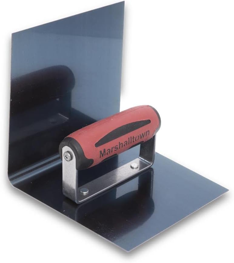 MARSHALLTOWN Blue Steel Step Tool, Cove Tool, 6 x 6 x 6 Inch Blade Size, 1/2 Inch Radius, 90-Degree Angle, Resilient DuraSoft Handle, Prevent Cracking in Concrete, 174BD