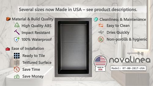 Ready-to-Tile Rectangular Shower Niche – 28" x 17" Single Shelf – Made in USA – Recessed Wall Insert - Image 4