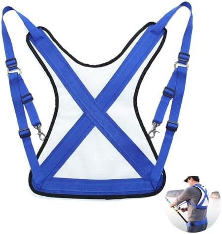 Frdhee Fishing Shoulder Back Harness, Adjustable Fishing Fighting Belt Sea Fishing Rod Holder Vest for Fishing Big Fish, Small, Blue