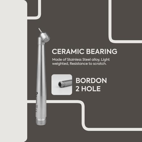 Image of Qualdent Turbine Pro 45 Degree Non-LED High Speed Air Rotor Handpiece | Push Button Chuck | Ceramic Bearing | Single Water Spray | Borden 2 Hole | Ergonomic Stainless Steel Body | Low Vibration