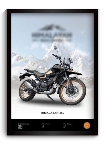 Image of Royal Enfield Himalayan Poster | Framed Poster of RE Himalayan 450 A4 Sized (31 x 23 cm) | Posters for Wall, Gift for Boys, Bullet Frame | Bike Frames | Bike Posters for Wall, Bedroom, Hostel (F 075)