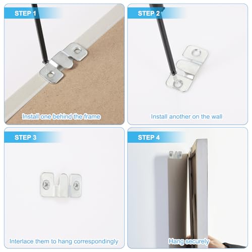 Image of PATIKIL Flush Mount Bracket, 12 Pcs Iron Interlocking Photo Frame Hooks Picture Display Hanger Interlock Hanging Wall Mount Hardware for Art Gallery 44x19 mm / 1.73x0.74 Inch