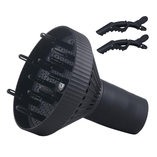 PERFEHAIR Hair Diffuser for Curly Hair, Professional Salon Frizz-Free Fast Blow Dry Diffuser Attachment with 1.57"-2" Nozzle, Black