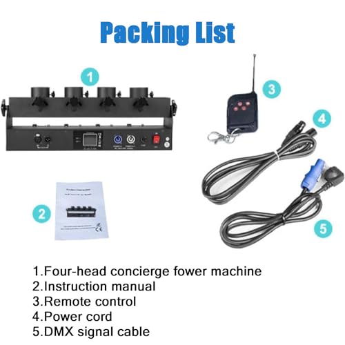 Máquina de cañón de confeti Máquina lanzadora de cañones de confeti Cañón profesional eléctrico DMX512 y remoto 4 disparadores para rotación, ideal para eventos, fiestas, clubes, conciertos