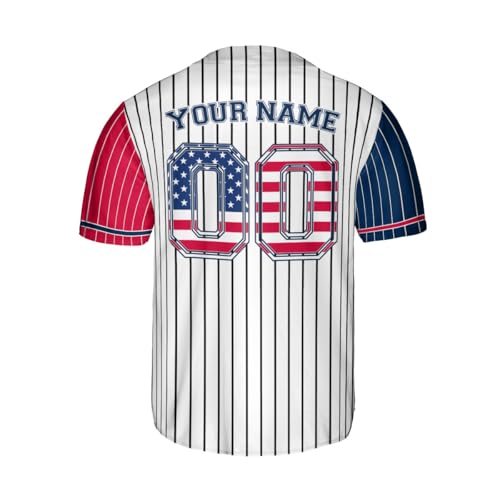 Personalized USA Baseball Jersey for Men, American Flag Shirt USA Baseball Jersey for 4th of July, Independence Day Shirt miniatura 4