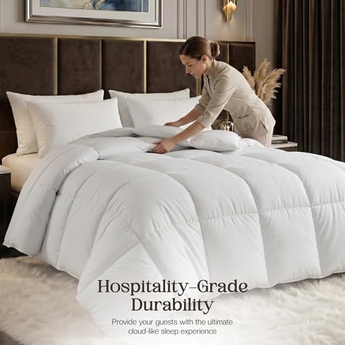 Image of Utopia Bedding Pack of 6 Comforters Twin Size, Hotel Collection All Season Duvet Insert, Down Alternative Box Stitched Bed Comforter with Corner Tabs, for Hotels, Resorts & Commercial Use (White)