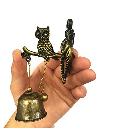 MUAMAX Antique/Vintage Owl Doorbell Shopkeeper Store Bell Wall Hanging Suction Dinner Bell Garden Bell (Owl)