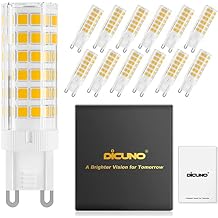 DiCUNO G9 LED Bulb, Ceramic Base Light Bulb 6W 60W Halogen Equivalent, 550LM, Warm White 3000K, Non-Dimmable Replacement for Home Lighting, 12-Pack