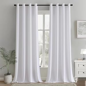 MIULEE Halbtransparente Voile Gardinen 2er Set Weiß