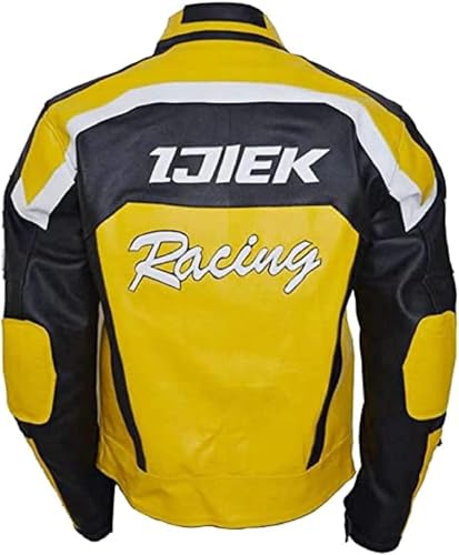 Veste de moto en cuir véritable jaune ijiek : l'élégance vintage et la résistance d'un blouson