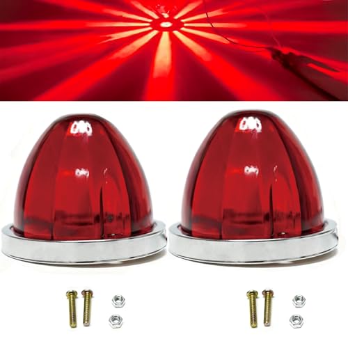 Image of 2PCS Watermelon Lights, Clear Lens LED Side Marker Turn Signal Lights, Watermelon-Shaped Side Marker Tail Top Cap Roof Lights for Trailer Truck Semi-trailer Heavy-duty Truck Bus Van (2, Red)