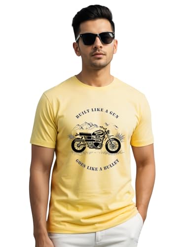 Image of ADRO Men's Royal Bike Design Printed 100% Cotton T-Shirt - Regular Fit, Printed T-Shirts for Men