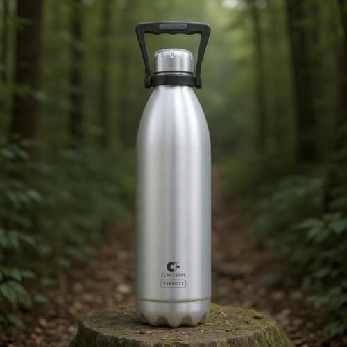 Image of Clay Craft VACBOTT Stark Double Walled 18 Hours Hot and 24 Hours Cold Water Flask Bottle-1800ML, Leak Proof|Easy to Carry|Gym Bottle|Kitchen|Hiking|Travel Bottle|BIS Certified|1 Year Limited Warrnaty