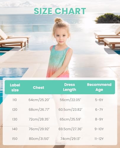 Gogokids Mädchen Strandkleid A-Linie Überwurf, Ärmelloser Maschen Bikini-Überwurf, Leichtes Strand-Outfit für Kinder-Badeanzüge zum Schwimmen in den Sommerferien