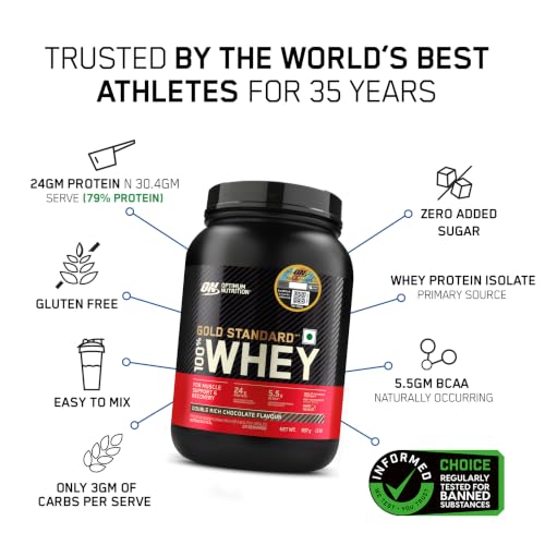 Image of Optimum Nutrition (ON) Gold Standard 100% Whey Protein Powder 907g (Double Rich Chocolate) + Micronized Creatine Powder 250g, 65 Serves, Citrus Orange, Muscle Recovery, Strength & Performance