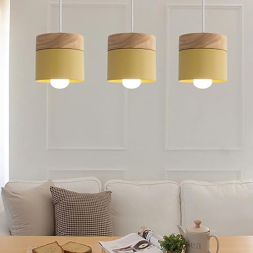 Lámpara colgante E27 nórdica macarrón y pantalla de metal mate decorativa para techo 3