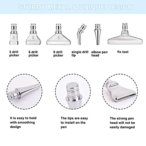 15 Pcs Diamond Painting Pen Kit, 6 Stainless Steel Tips, 6 Painting Glue Clays For Diamond Painting Accessories, 2 Handmade Resin 5D Art Drill Pen Tools 1 Box For Craft (Blue) #TOP3