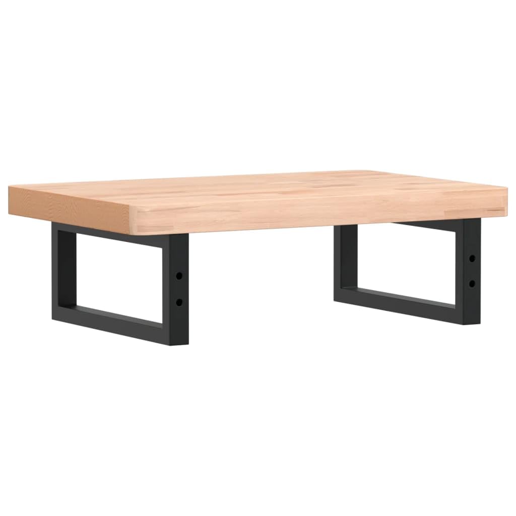 Scaffale per lavandino, montaggio a parete, in acciaio e legno di faggio massiccio, 60 x 40 cm, con supporti per mobili da bagno, lavabo e WC degli ospiti, ripiano salvaspazio per lavabo e