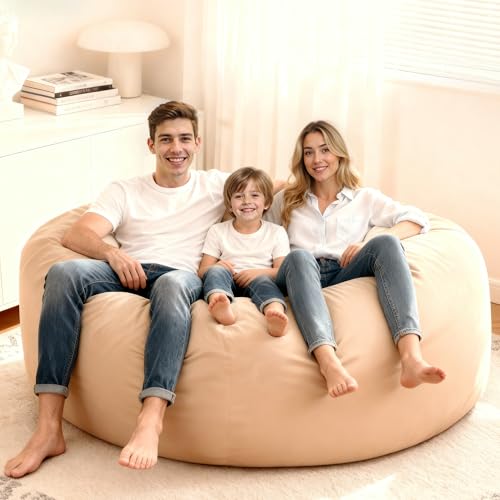 Image of HABUTWAY Bean Bag Chair: Giant 6' Memory Foam Furniture Bean Bag Chair with Microfiber Cover - 6Ft,Khaki