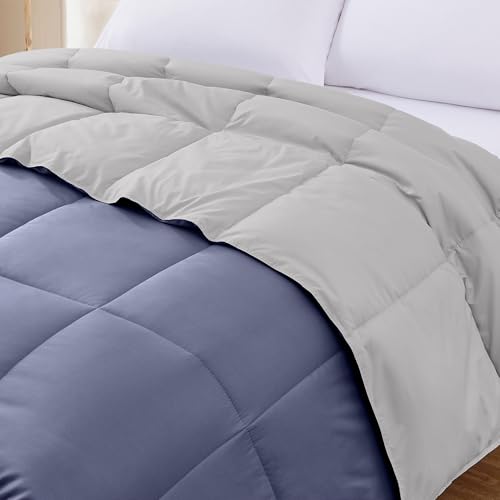 Image of Modern Threads Down Alternative Reversible Comforter Deep Blue /Silver Twin