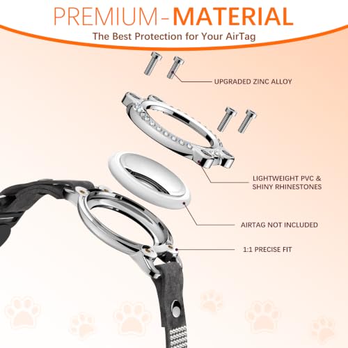 Image of AirTag Cat Collar Breakaway, Rhinestone Collars with Air Tag Holder, Black