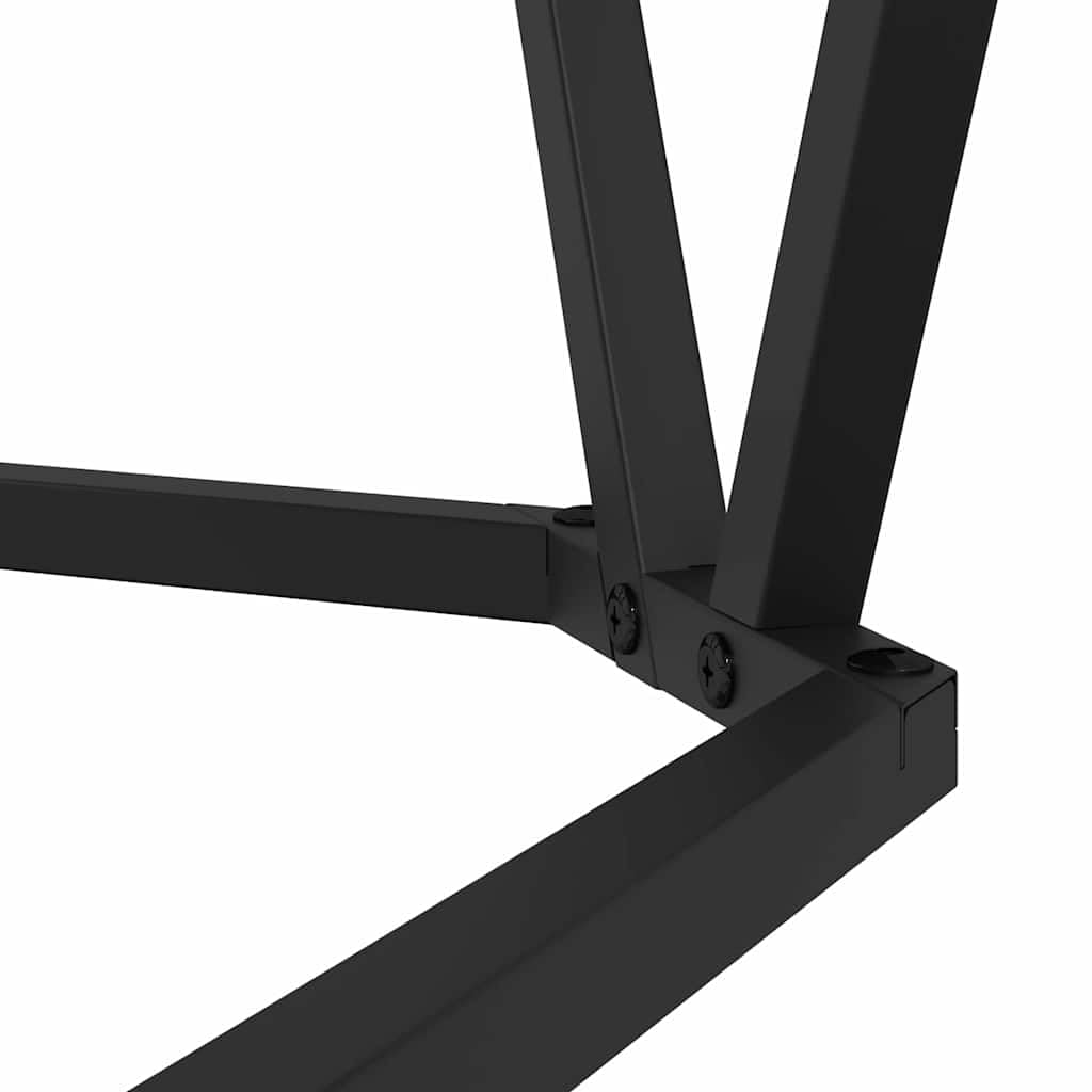 Juego de 2 mesas auxiliares hexagonales negras con marco de metal y tablero de madera para salón, diseño moderno