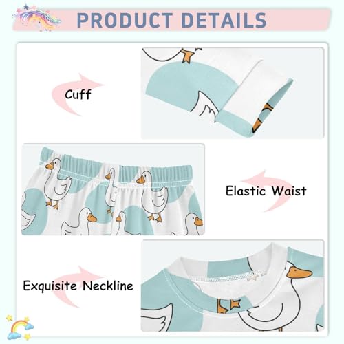 Pajama Sets Long Sleeve Ducks on Blue Backgrounds Soft Comfy Sleepwear 2 Piece PJS 3-8T4