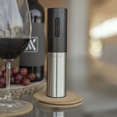 VINAK Wiederaufladbarer elektrischer Korkenzieher aus Edelstahl. Inklusive integriertem Akku, USB - C Kabel, Kapselschneider und teflonbeschichteter Spirale. Modernes Design.