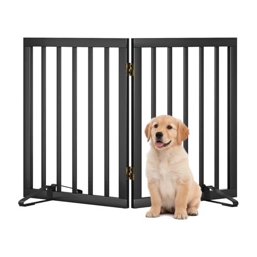 Hundegitter für Türen Faltbares Hundegitter Innen Haustiergitter für Türen Schlafzimmer Welpengitter mit Metallstützfüßen Raumteiler 2 Paneele (Schwarz)