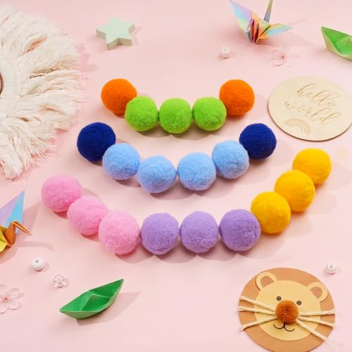 Image of 60Pcs Faux Fur Pom Poms Balls-1.5 Inch Pom Poms DIY Crafts Art School Craft