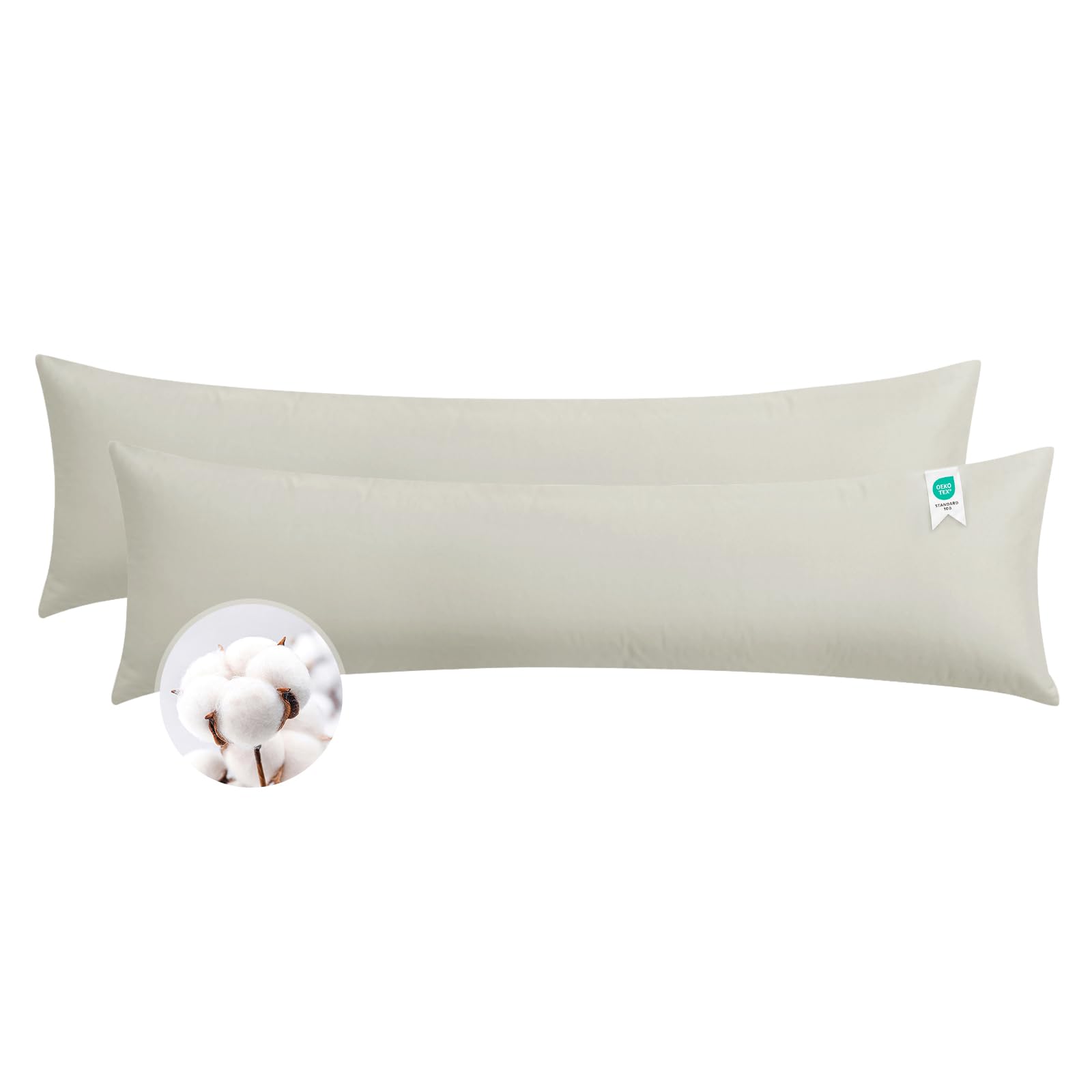 Aisbo Poduszka do spania na boku poszewka 40 x 145 cm, bawełna, zestaw 2 szt., beżowe - miękka poszewka na poduszkę 40 x 145 cm z zamkiem błyskawicznym, 40 x 145 cm, poszewka na poduszkę