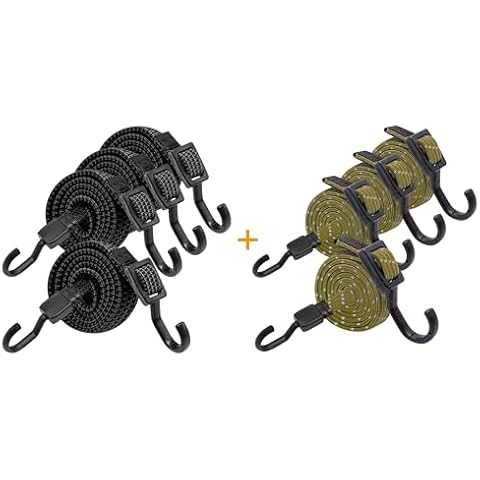 Bungee Cords with Hooks Heavy Duty, Flat Adjustable Bungee Cords with Hooks 40 Inch,Reflective Rubber Bungee Straps with Metal Buckle Hooks for Outdoor Cover