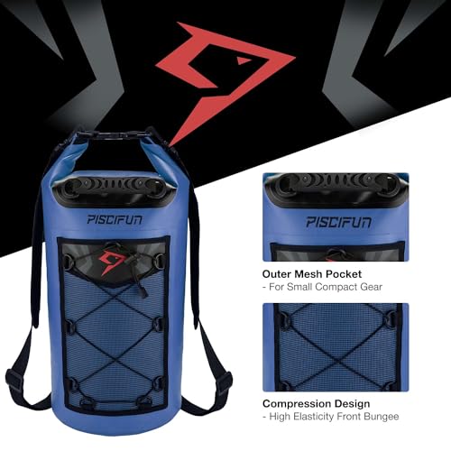 Image of Piscifun Waterproof Dry Bag Backpack 40L Floating Dry Backpack with Waterproof Phone Case for Water Sports - Fishing Boating Kayaking Surfing Rafting Camping Gifts for Men and Women Sapphire Blue