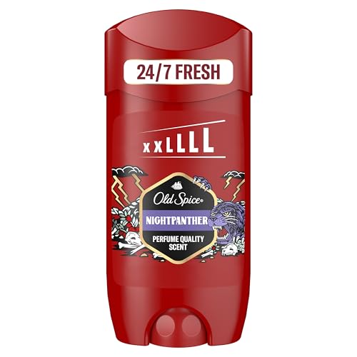 Old Spice Night Panther Deostick für Männer 3x85 ml, 24/7 Frisch bei täglicher Anwendung, lang anhaltender Duft in Parfumqualität, Schutz vor Gerüchen, 0% Aluminiumsalze, unsichtbar auf Schwarz & Weiß