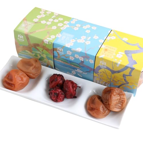 ギフト 紀州南高梅 梅干し 3種セット 贈り物 紀州梅干し はちみつ梅 しそ かつお あまちゃづる 梅ギフト (通常版, 3種(あまちゃづる/かつお/はちみつ))