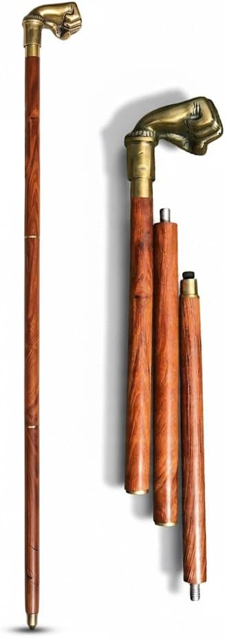 Brass Walking Cane Fisted Walking Stick Nautical Fist Cane Carved Walking Stick Handmade Decorative Foldable Steampunk Style Walking Sticks for Gentlemen