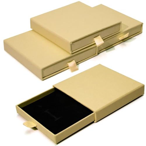 Rimoev 4 Pcs Jewelry Gift Box, 3.5x3.5x0.7Inch Cardboard Jewelry Boxes, Fancy Necklace Bracelet Earring Drawer Organizer Box, Kraft Empty Jewellery Boxes for Necklace Ring Earring Display Box(Kraft)