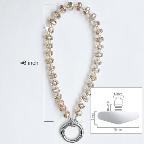 Image of TENOC Beaded Phone Wrist Strap, Champagne