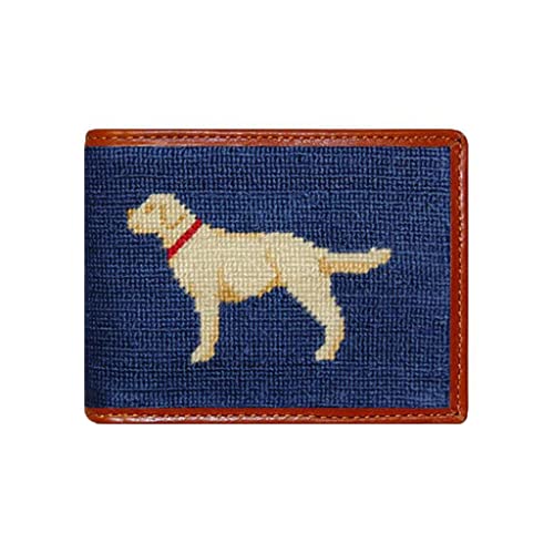 Image of Yellow Lab Needlepoint Wallet in Blue by Smathers & Branson
