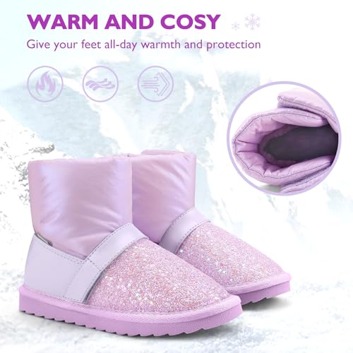 K KomForme Kids Snow Boots Little/Big Girls Glitter Winter Shoes Warm Fur Lined Outdoor2