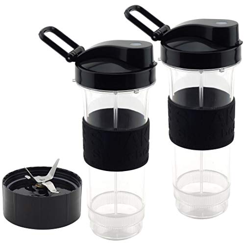 2 Pack Felji 20 oz Cups with To Go Lids and Cross Blade Replacement Set for Magic Bullet Blenders MB1001