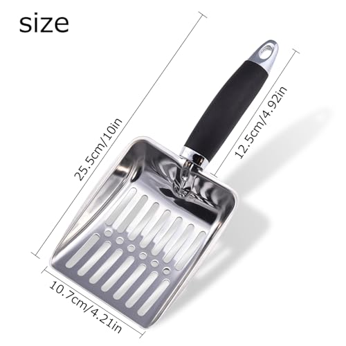 Colher de areia para gatos, colher de areia de aço inoxidável para gatos, peneira de liga de alumíni