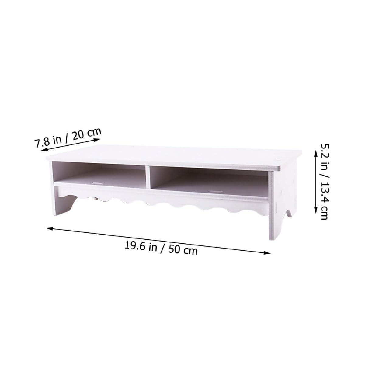 Support de Bureau Blanc en PVC Composite avec Base Surélevée pour Ordinateur Portable et Écran Grand Espace de Rangement Bureau Organisé