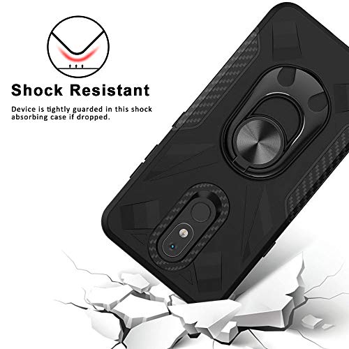 Tjs Phone Case Compatible With Lg Aristo 4,Aristo 4 Plus +,Escape Plus,K30 2019,Arena 2,Tribute Royal [Full Coverage Tempered Glass Screen Protector] Beer Opener Ring Magnetic Support Cover (Black) #TOP5