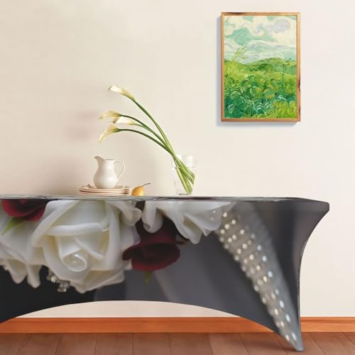 Nappe extensible blanche 1m80 en élasthanne infroissable pour table rectangulaire